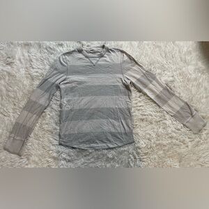 Y2K Abercrombie & Fitch Muscle Striped Long Sleeve Shirt Big Tag Logo Mens Small